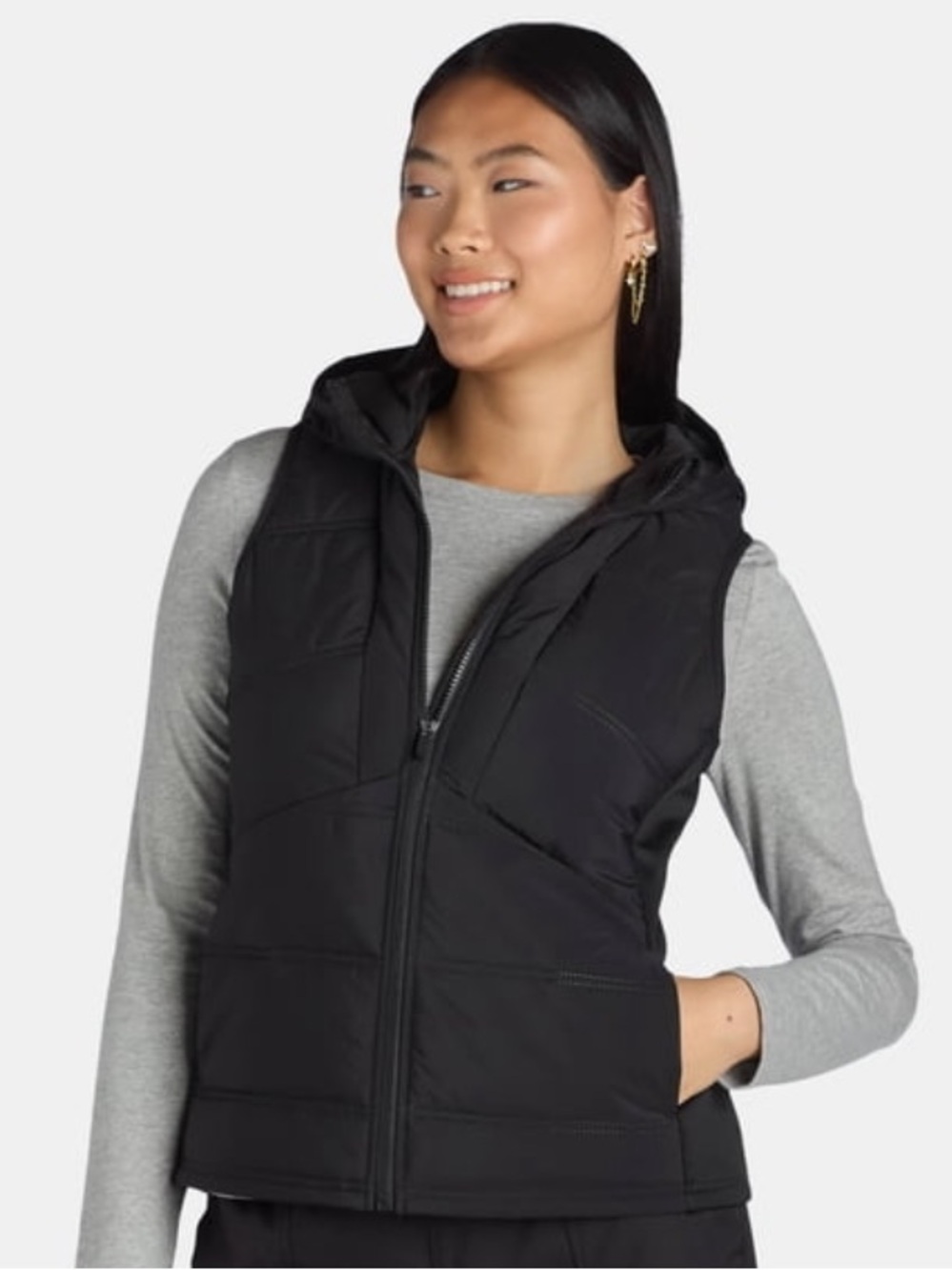 Avia Black Soot Zip Ip Puffer Vest Size XL